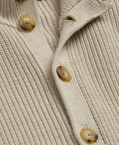 Supima® Cotton Ribbed Mock Neck Cardigan