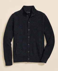 Supima® Cotton Ribbed Mock Neck Cardigan