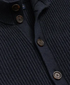 Supima® Cotton Ribbed Mock Neck Cardigan