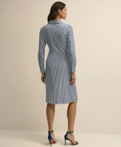 Supima® Cotton Striped Tie-Waist Shirt Dress
