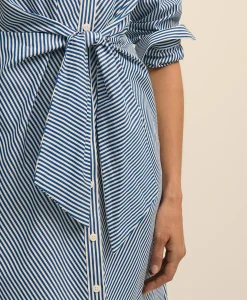 Supima® Cotton Striped Tie-Waist Shirt Dress