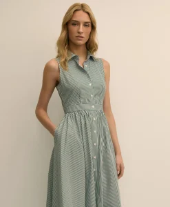 Supima® Cotton Stripe Sleeveless Shirt Dress