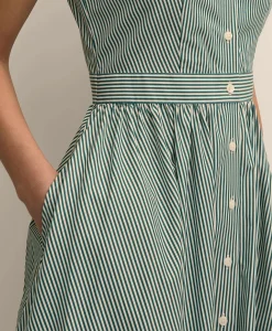 Supima® Cotton Stripe Sleeveless Shirt Dress