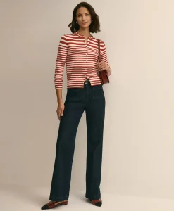 Supima® Cotton Variegated Stripe Cardigan
