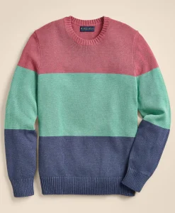 Supima® Cotton Vintage-Inspired Color Block Sweater