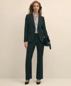 The Essentials Brooks Brothers Stretch Wool Flare Leg Trousers