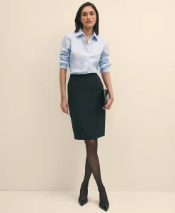 The Essentials Brooks Brothers Stretch Wool Pencil Skirt