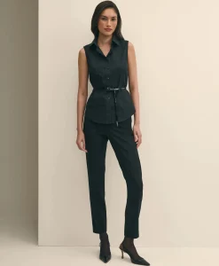 The Essentials Brooks Brothers Stretch Wool Slim Crop Pants
