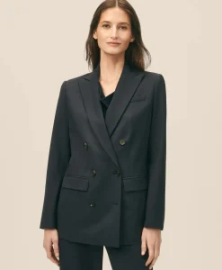 The Essentials Double-Breasted Peak Lapel Jacket in Wool Blend
