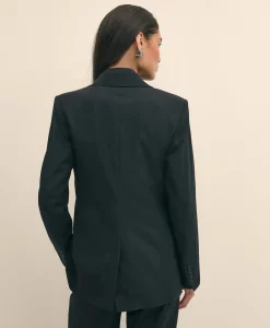 The Essentials Double-Breasted Peak Lapel Jacket in Wool Blend