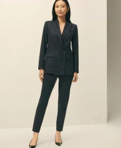 The Essentials Double-Breasted Peak Lapel Jacket in Wool Blend