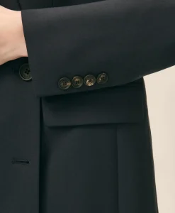 The Essentials Double-Breasted Peak Lapel Jacket in Wool Blend