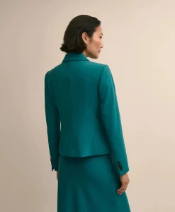 Three-Button Stretch Crepe Blazer