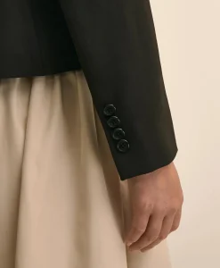 Three-Button Stretch Crepe Blazer