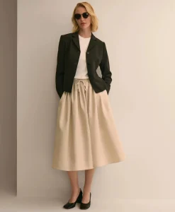 Three-Button Stretch Crepe Blazer