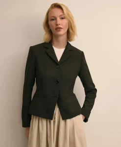 Three-Button Stretch Crepe Blazer
