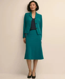 Three-Button Stretch Crepe Blazer