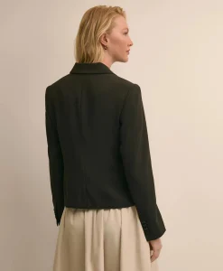 Three-Button Stretch Crepe Blazer