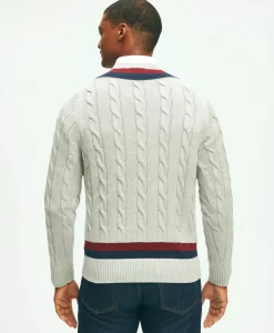 Vintage-Inspired Tennis V-Neck Sweater in Supima® Cotton