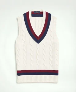 Vintage-Inspired Tennis V-Neck Vest in Supima® Cotton