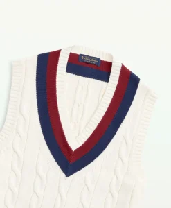 Vintage-Inspired Tennis V-Neck Vest in Supima® Cotton