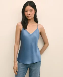 V-Neck Cami in Washable Silk Charmeuse