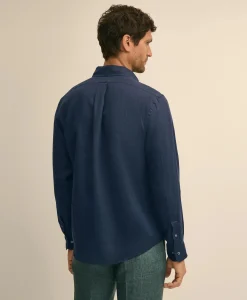 Washed Cotton Seersucker Button-Down Collar Sport Shirt