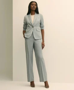 Wool-Blend Plaid Pants