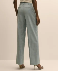 Wool-Blend Plaid Pants