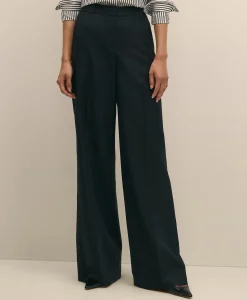 Wool Flannel High Waisted Wide-Leg Pant