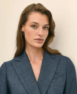 Wool Plaid Double-Breasted Jacket